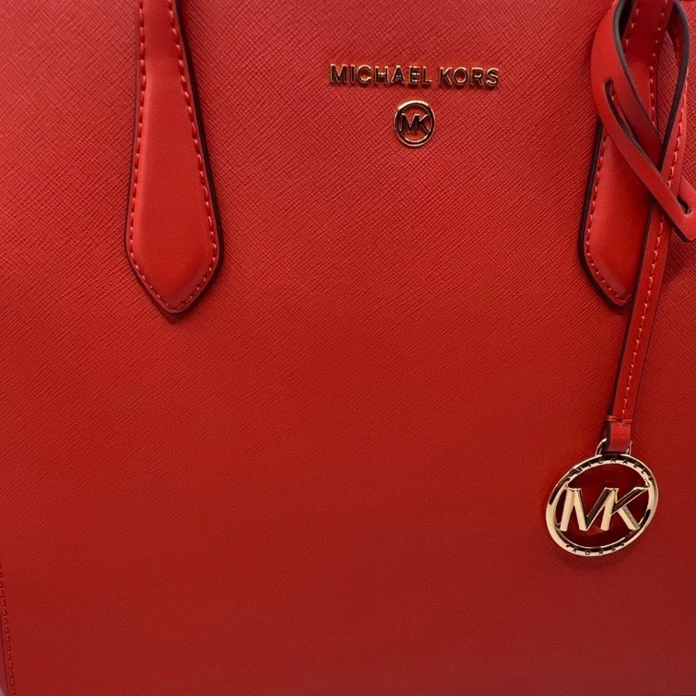 Michael Kors Marilyn Medium TZ MK Tote Spiced Coral Leather Handbag DESIGNER NWT